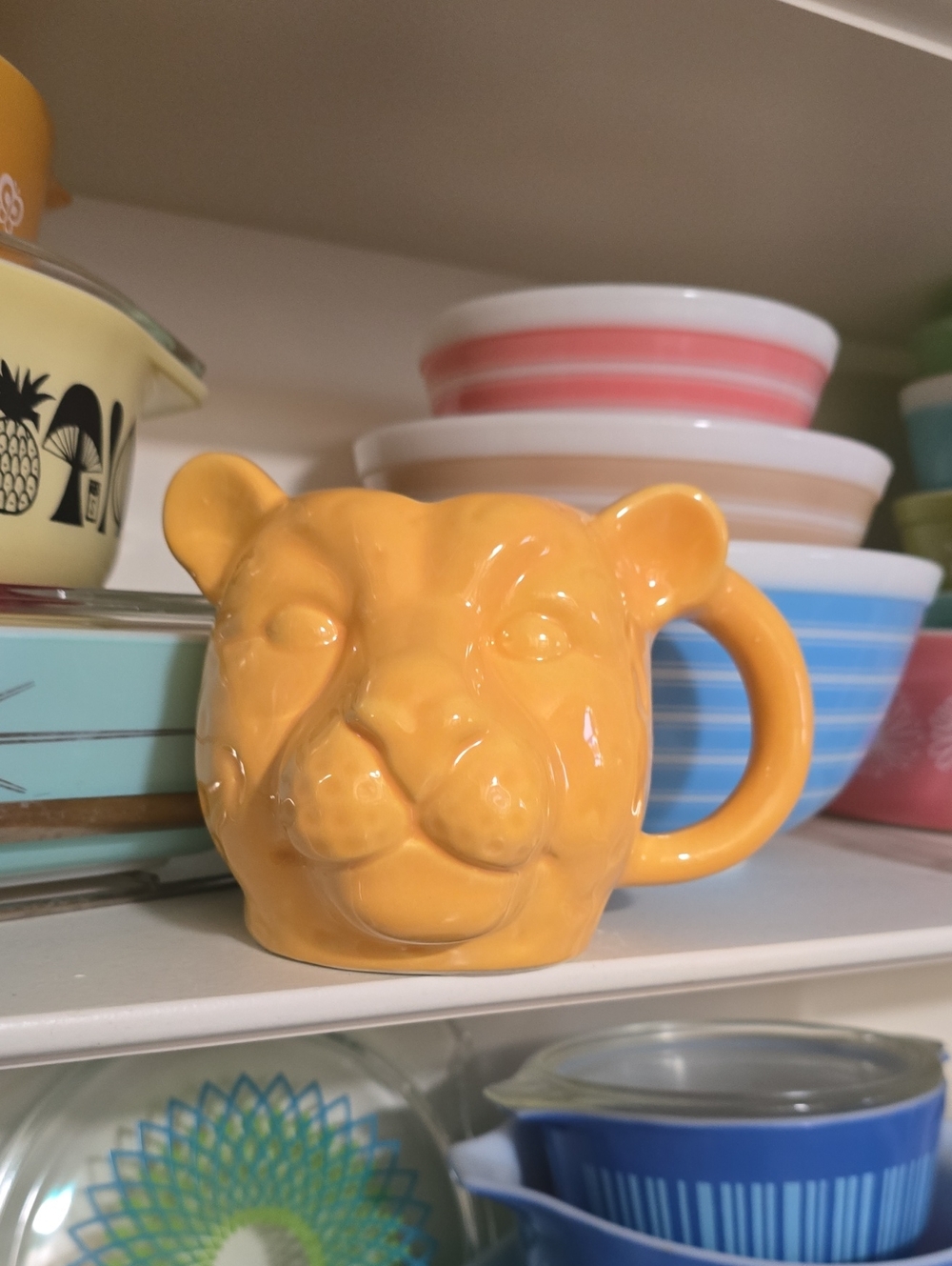 Yellow Ceramic Leopard Head Mug - Home Dining